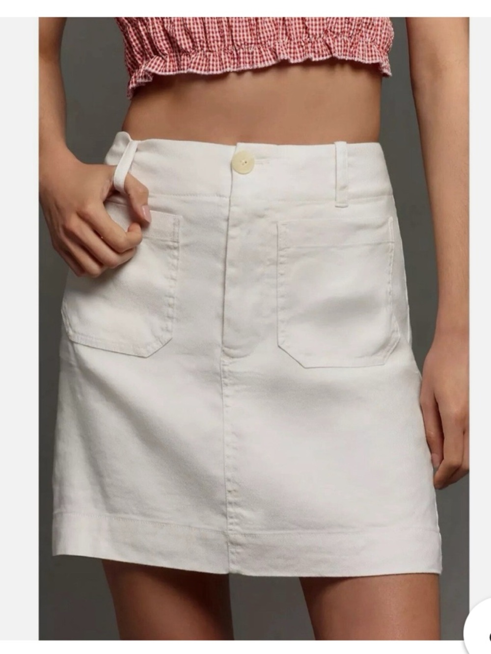 Anthropologie Maeve The Colette Linen Mini Skirt Size Large Cream Ivory